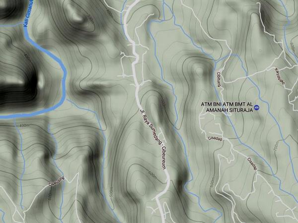 Kontur tanah Tanjakan Cae (gambar: Google Maps)