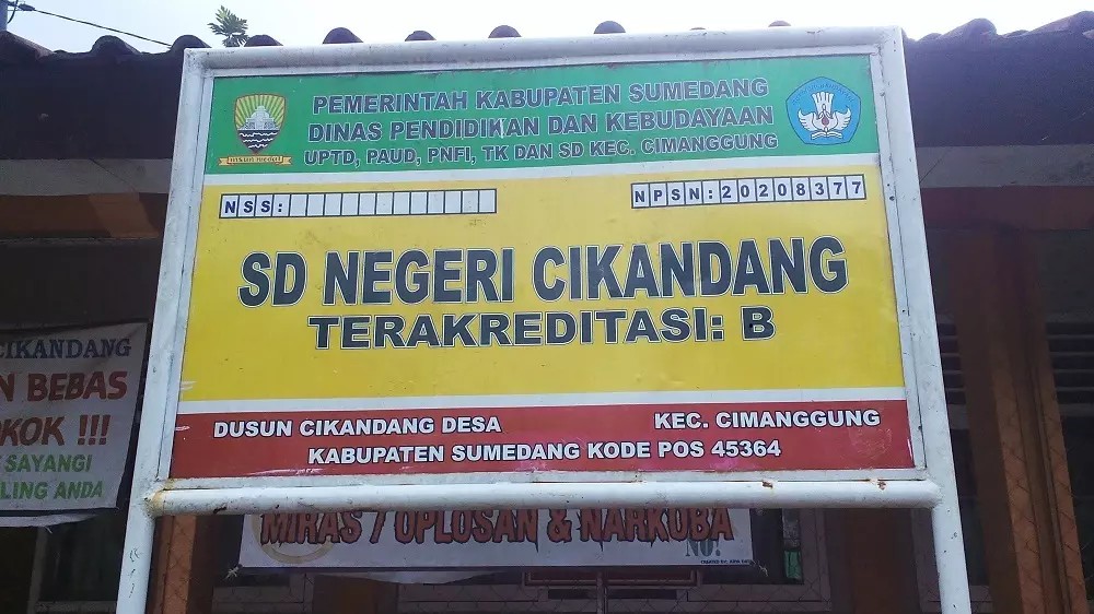 Papan nama SD Negeri Cikandang Kecamatan Cimanggung