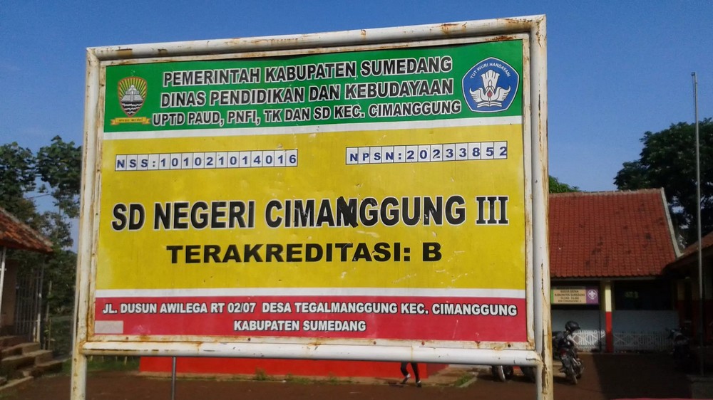 Papan nama SD Negeri Cimanggung III Kecamatan Cimanggung