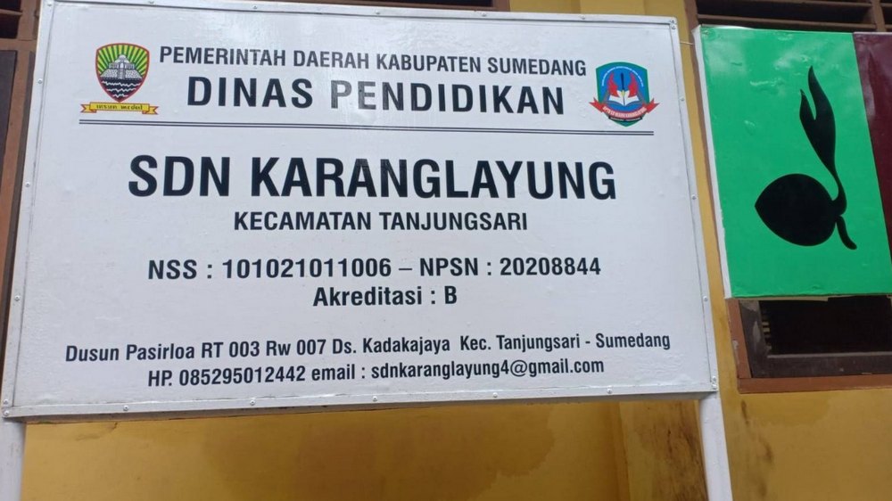 Papan nama SD Negeri Karanglayung Kecamatan Tanjungsari