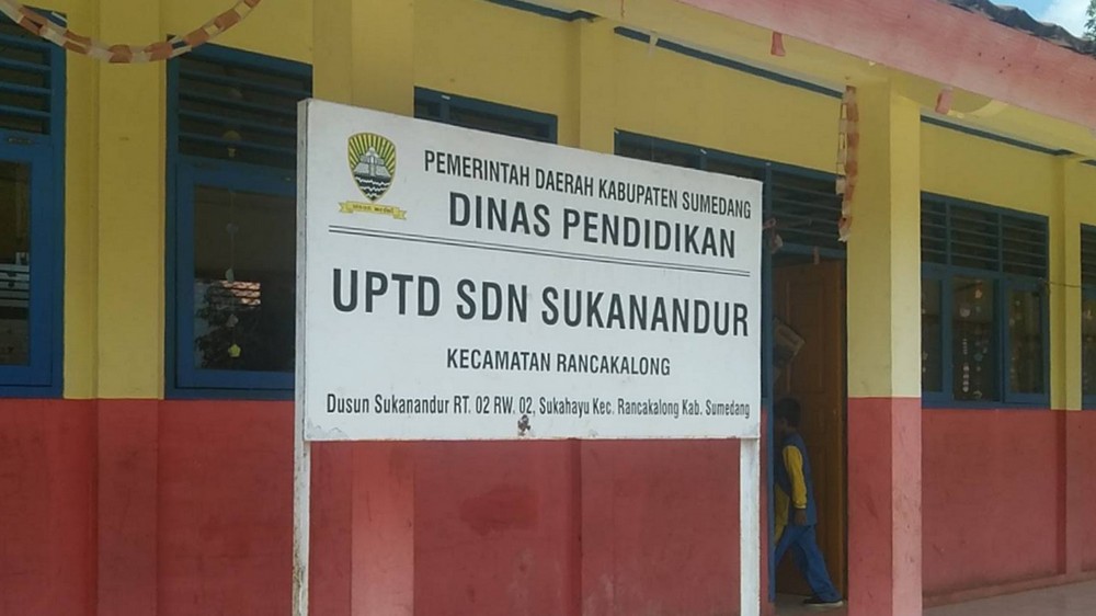 Papan nama SD Negeri Sukanandur Kecamatan Rancakalong