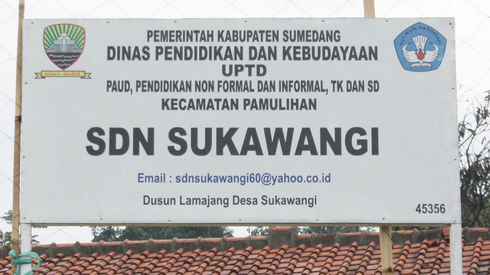 Papan nama SD Negeri Sukawangi Kecamatan Pamulihan