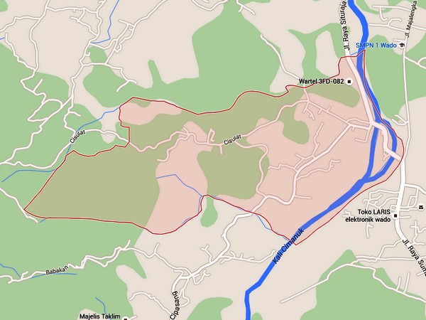 Peta Desa Cisurat (gambar oleh Google Maps)