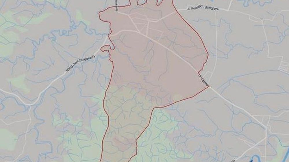 Peta wilayah Desa Ujungjaya (gambar: Google Maps)