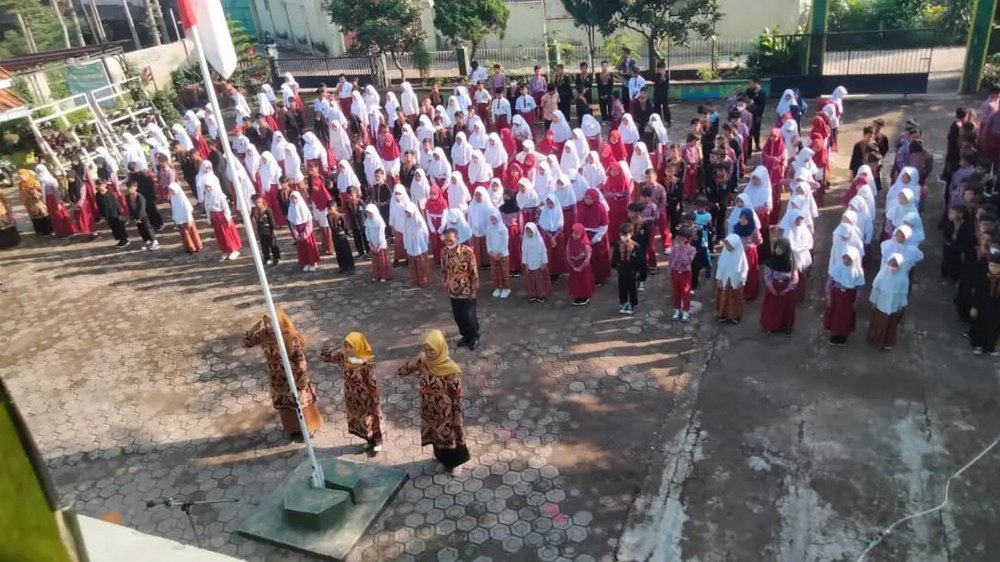 Upacara bendera SD Negeri Margajaya Kecamatan Tanjungsari