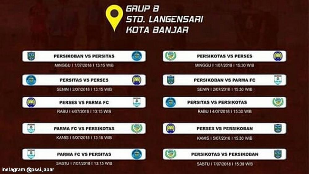 Jadwal Pertandingan Grup B Putaran 2 Liga 3 Zona Jawa Barat 2018